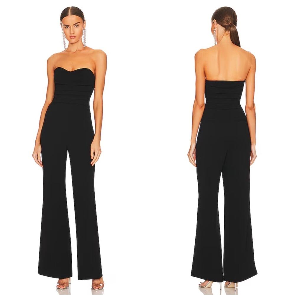 JONATHAN SIMKHAI Rebecca Bustier Wide Leg Black Jumpsuit Size 0